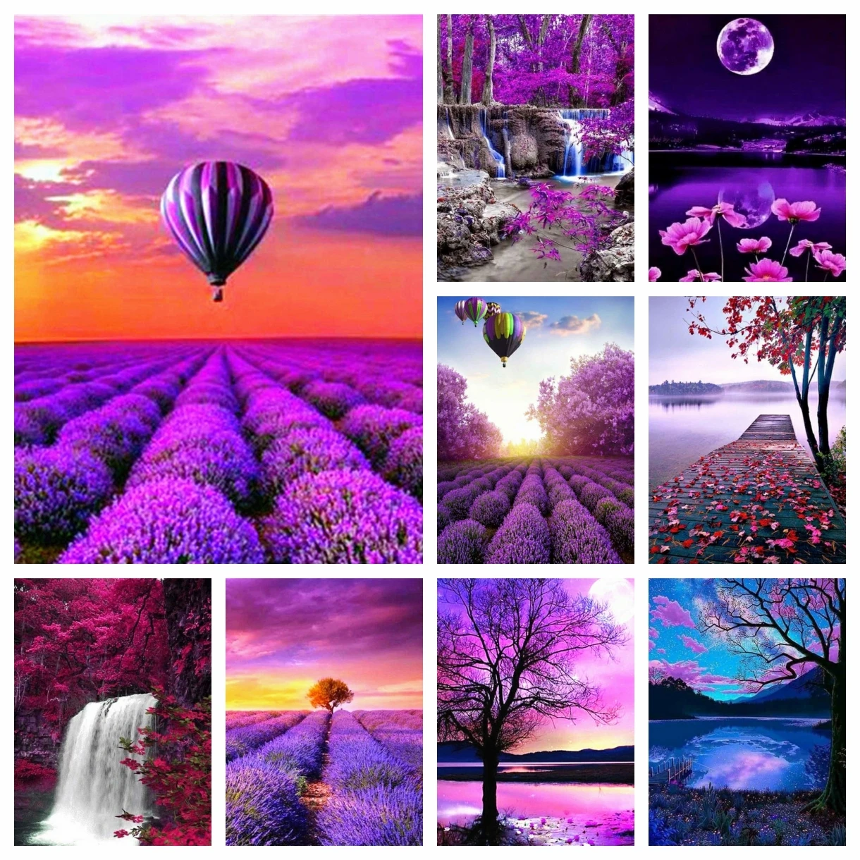 

DIY Diamond Painting Full Square Purple Scenic Mosaic Sunset Landscape Needlework Embroidery Cross Stitch Rhinestone Home Decor