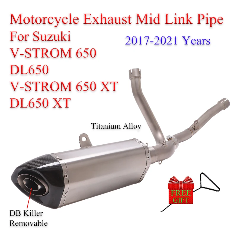 

Slip On For Suzuki V-STROM 650 DL650 XT DL 650 2017 - 2021 Motorcycle Exhaust Escape Modify Full System Titanium Alloy Muffler