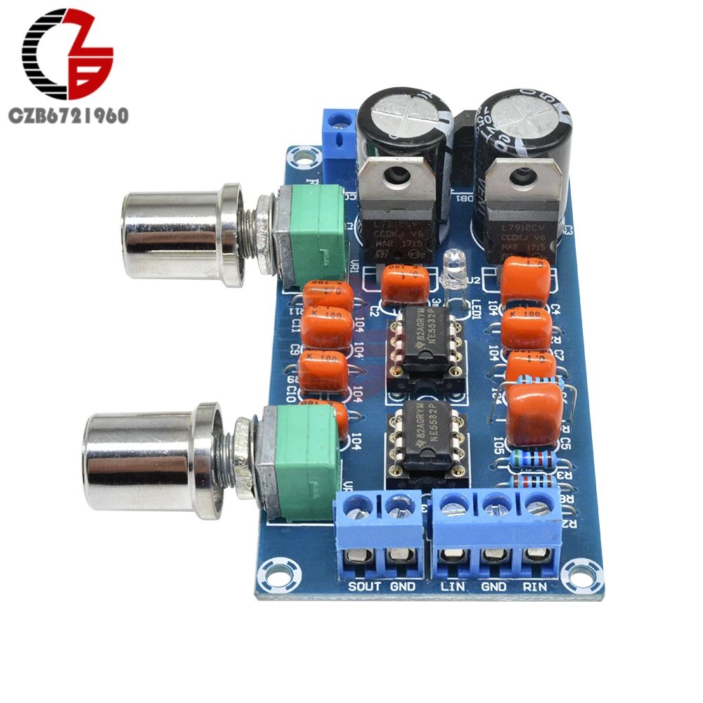 Low-pass Filter NE5532 Subwoofer Volume Process Circuit Amplifer Board AC 9V-15V