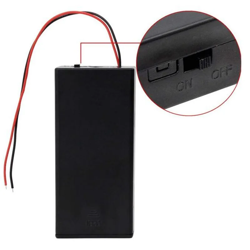 1PC 18650 Battery Storage Case 2 Slots x 3.7V for 2x18650 Batteries Holder Box Container with ON/Off Leads and Switch