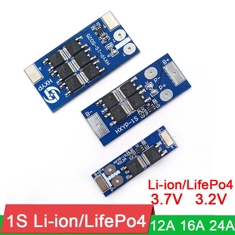 1S 12A 16A 24A 3.7V 18650 Li-ion 3.2V LifePo4 Lithium iron phosphate Battery Protection Board MOS BMS PCM