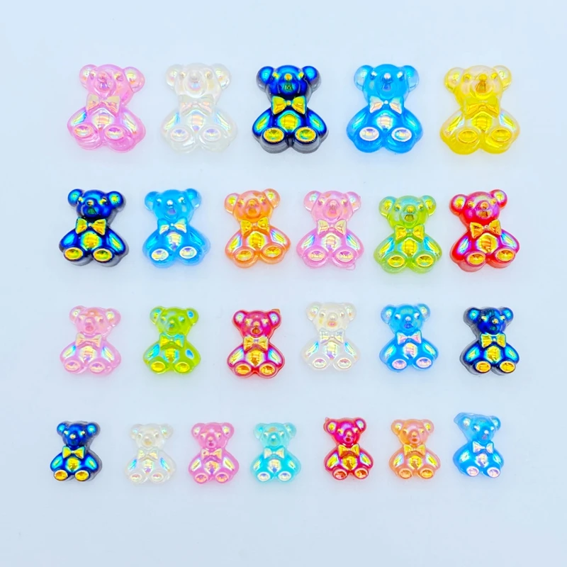 50/60/70/80Pcs Kawaii Cute Mini Colorful Bear Flat back Resin Cabochons Scrapbooking DIY Jewelry Craft Decoration Accessorie K95