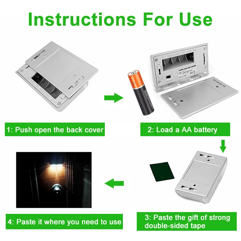 Casa Infravermelho PIR Keyhole Light, Auto ON e OFF Detector, Door Lock Light, Lâmpada da noite sem fio para Escadas Armazém Armário Guarda-roupa