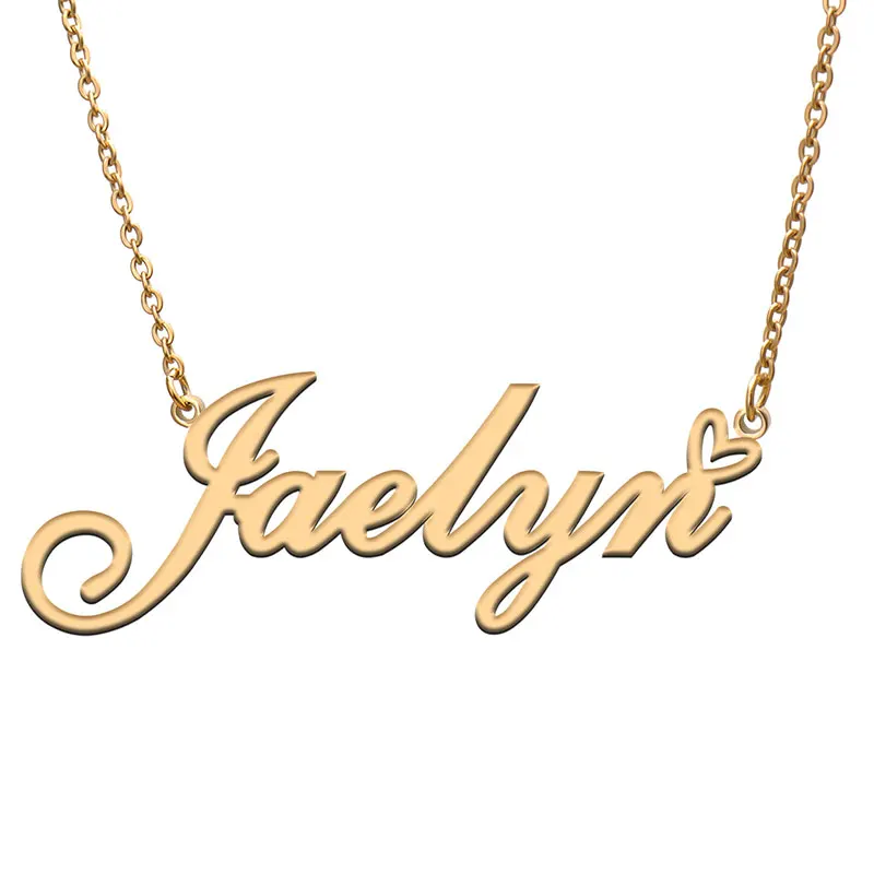 

Jaelyn Name Heart with Necklace for Women Gold Stainless Steel Dainty Nameplat Pendant Jewelry Girl Mother Birthday Gift