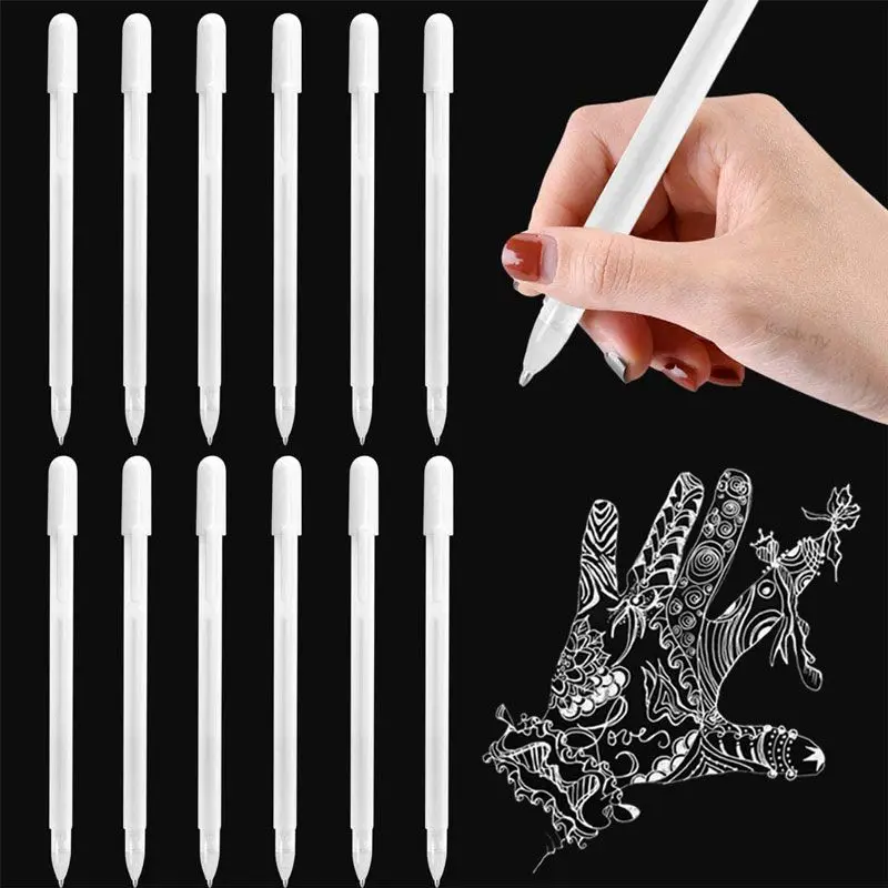 12/53 pcs Gel Pen Set Gold/Silver/White Gel Pens White Ink for Black Paper White Pen Drawing, Sketching, Illustration Deisgn