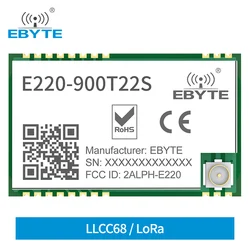 LLCC68 LoRa Wireless Module 22dBm Long Range 5km IPEX/Stamp Hole UART WOR EBYTE E220-900T22S Wireless Transmitter Receiver