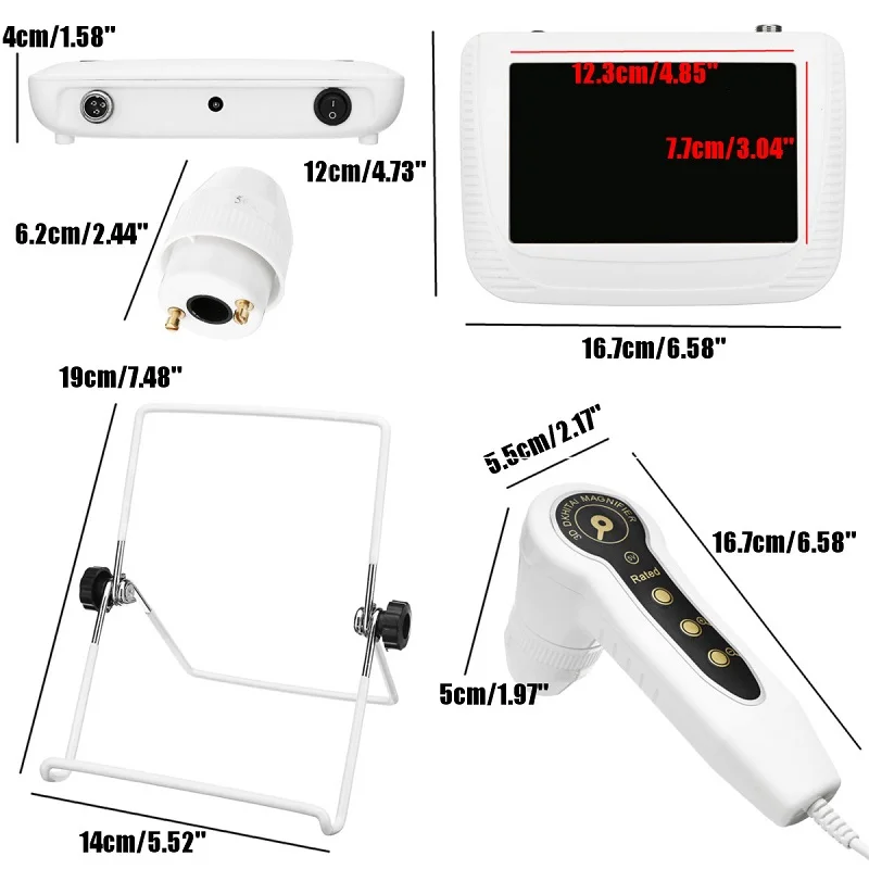 Analisador elétrico portátil da pele Detector facial Tester de dermatoscopia Analisador de diagnóstico Ferramenta de cuidados com a pele com 2 lentes