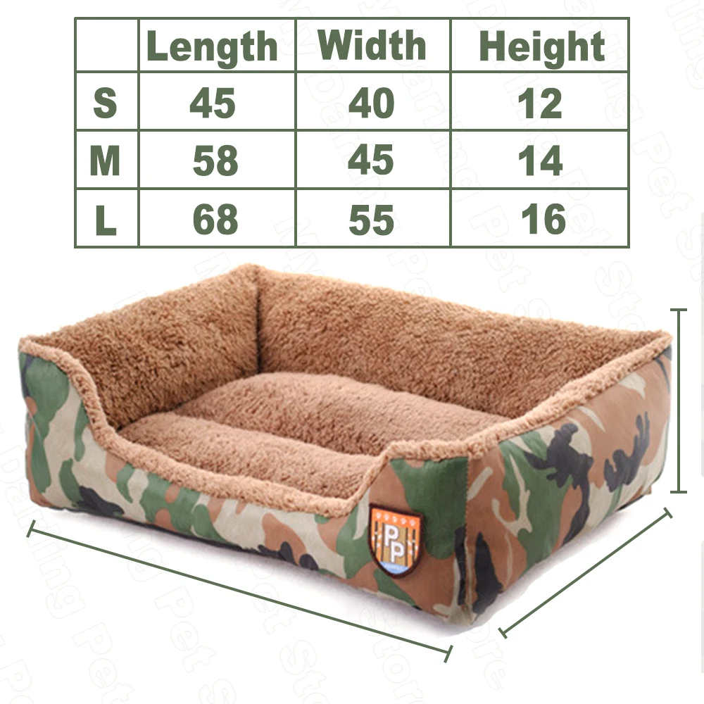 Big Large Hot Dog Bed for Large Medium Small Dogs Camo Plush Dog Bed House Baskets Mat Pet Beds for Dogs Cats Pet Prducts