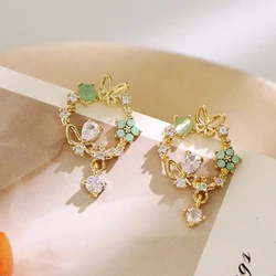 New Sweet Exquisite Flower Butterfly Stud Earrings For Women Painted Oil Insect Bee Earrings Fashion Wedding Party Jewelry Gift