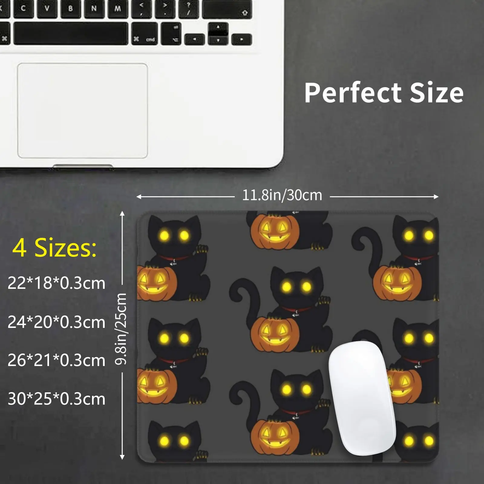 A Little Halloween Luck Mouse Pad DIY Print Halloween Cat Maneki Neko Neko Cats Kitty Cat Kitty Samhain