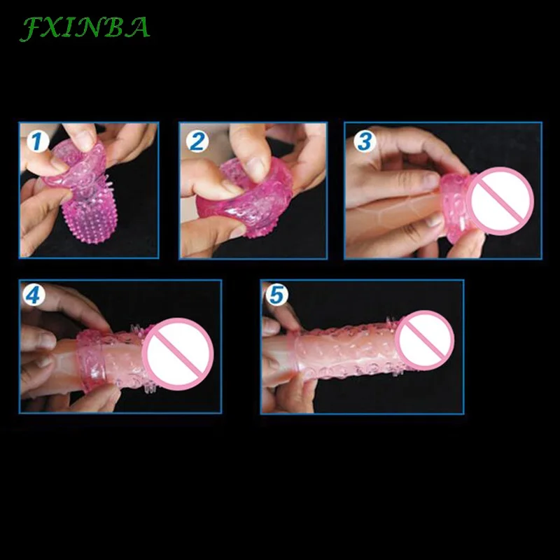 FXINBA Crystal Penis Sleeve Extender Cock Sleeve esteso Dick ingrandimento preservativi riutilizzabili giocattoli del sesso per uomini prodotto per adulti