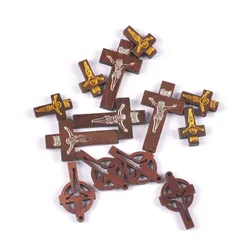 10/20pcs Natural wood cross Pendant Jewelry Findings fashion Charms Handmade Necklace Accessories mt2683
