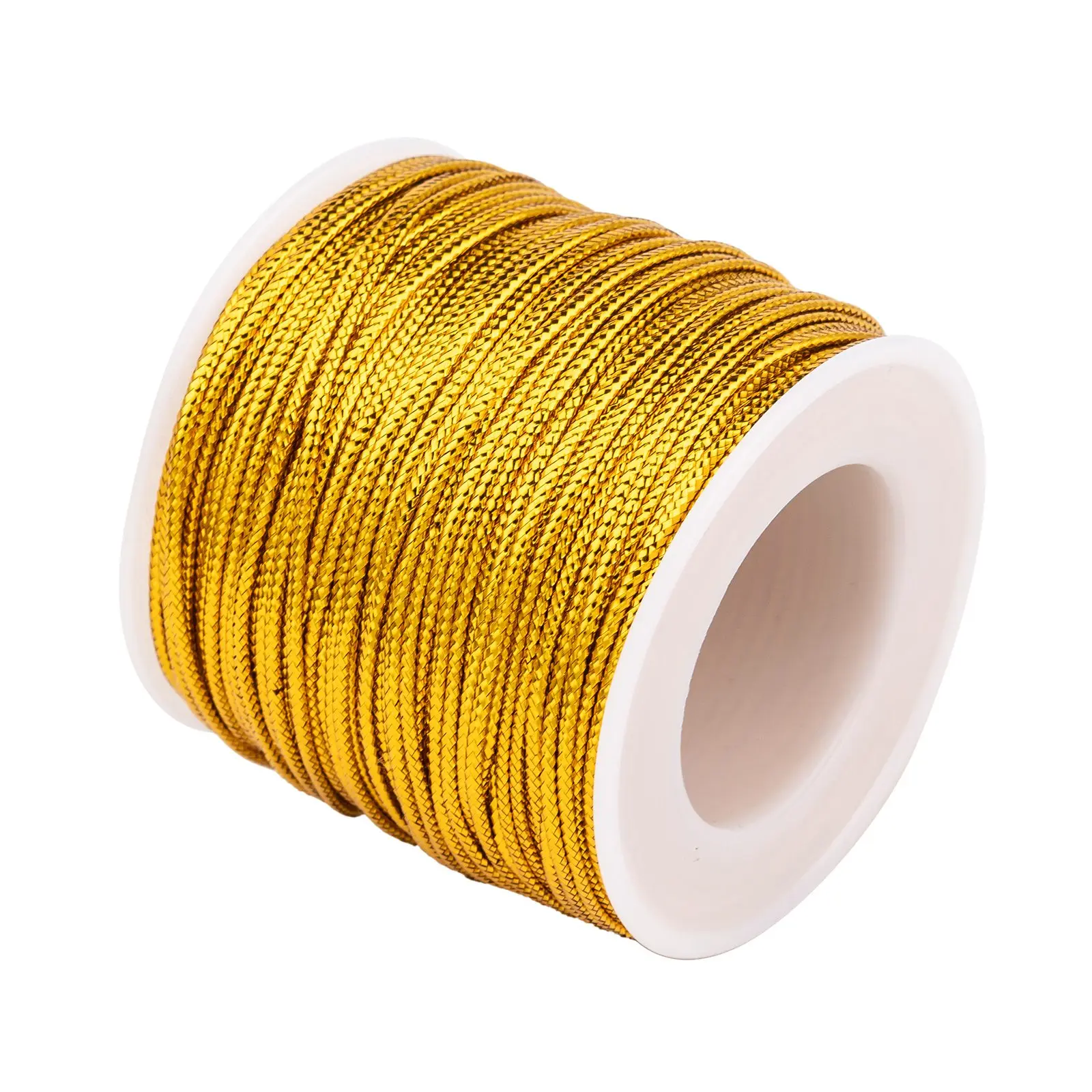 40M/roll 2mm Plastic Metallic Braided Thread Cord Golden Silver Color Beading String Thread Rope For Tag Line Bracelet Making