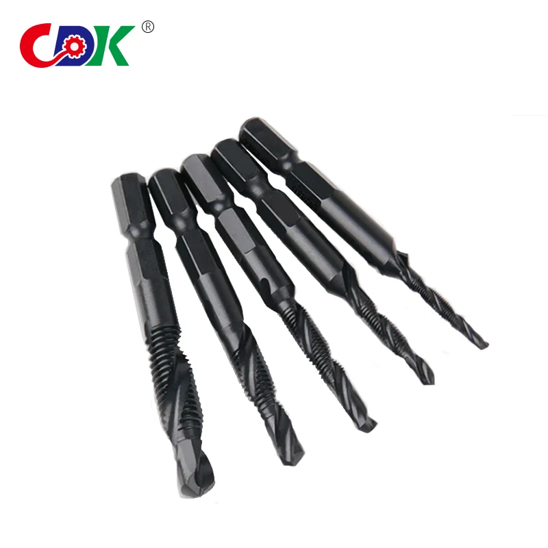 Um m6 1/4 ''hex hss rosca de aço de alta velocidade parafuso espiral métrico composto torneira broca