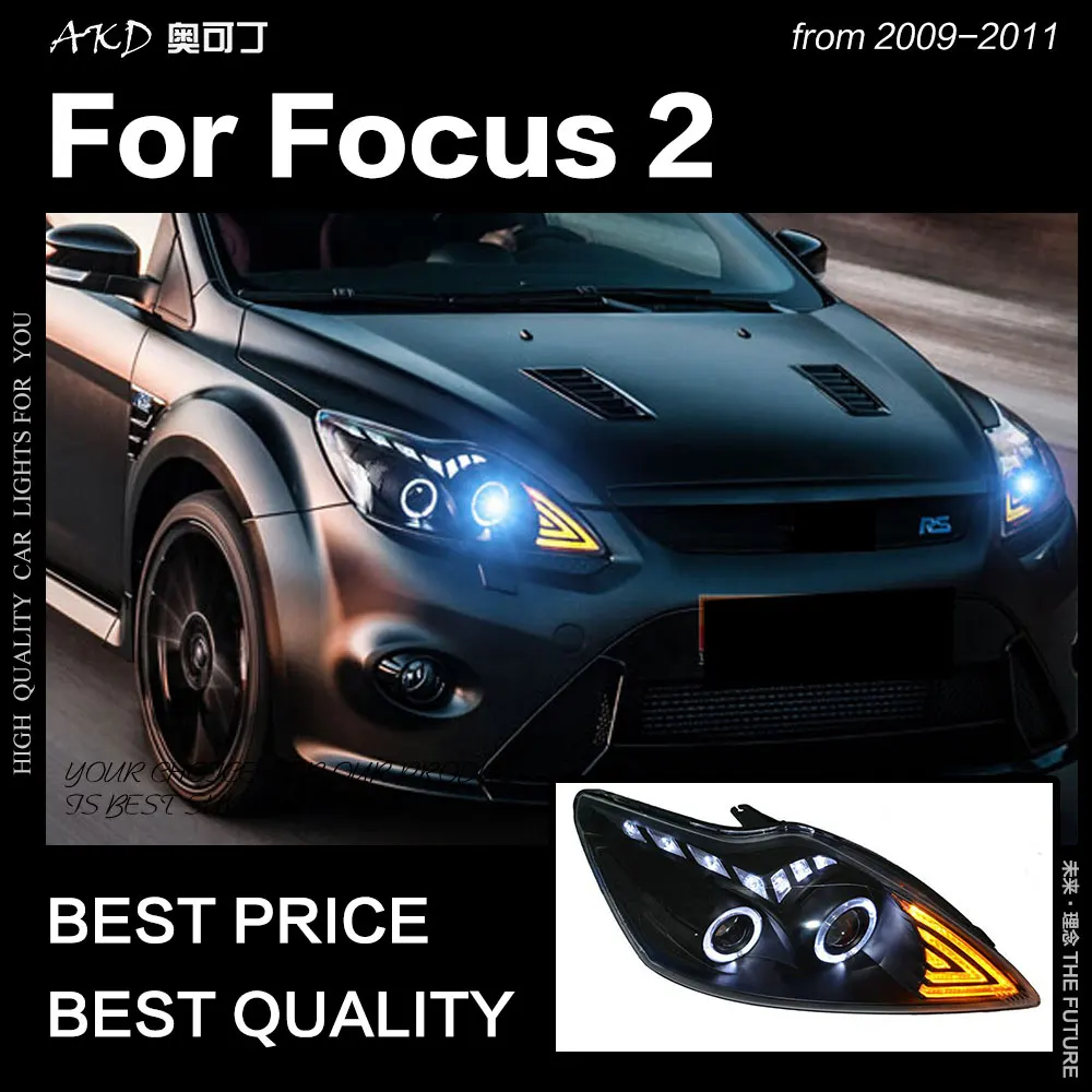 AKD Car Styling for Ford Focus Headlights 2009-2011 Focus 2 LED Headlight DRL Hid Head Lamp Angel Eye Bi Xenon Beam Accessories