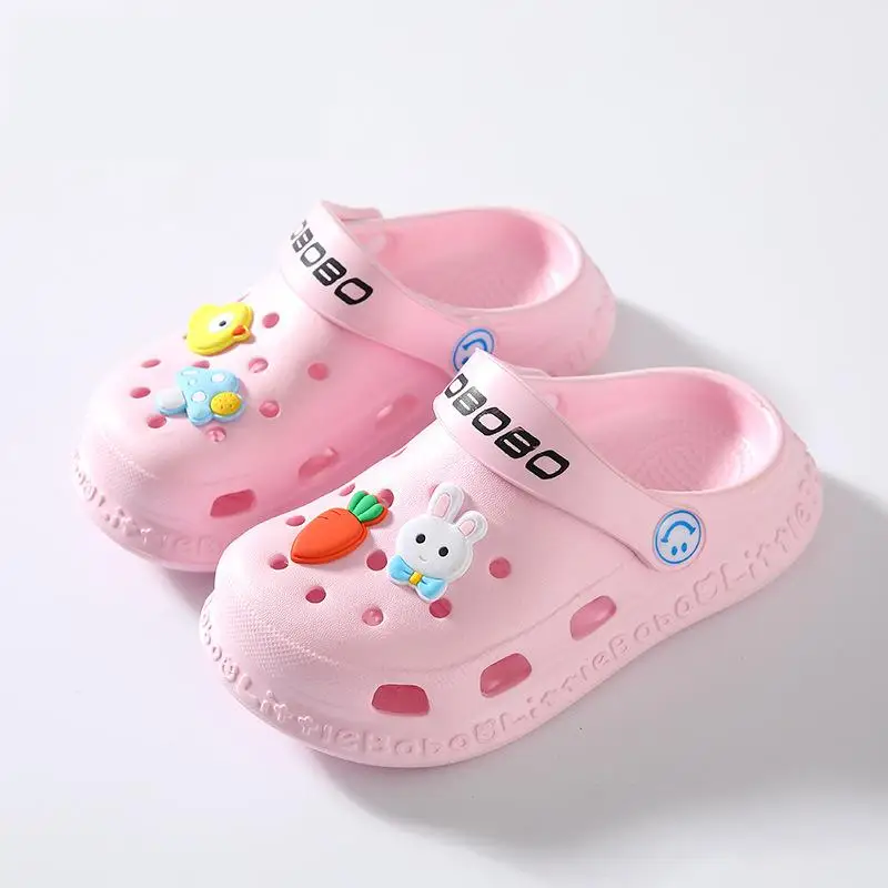 1-5y Kids Mules & Clogs Summer Boy Girl Sandals Flat With Cartoon Baby Beach Breathable Slippers Children Garden Shoes H15