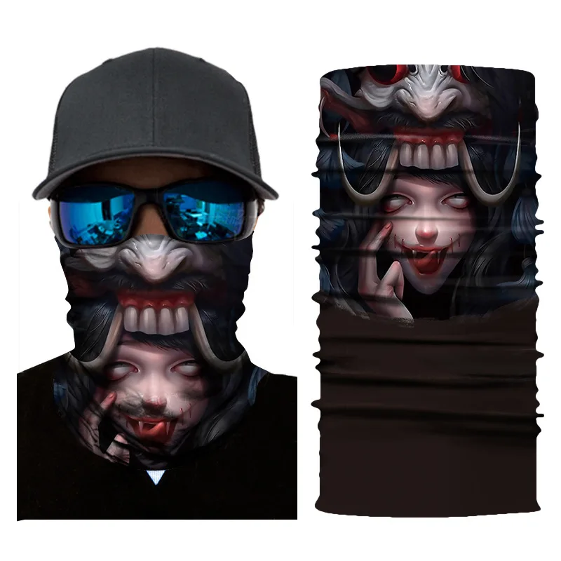 Multifunction Cycling Scarf Bandanas Funny Grimace Skull Seamless Magic Face Mask Neck Warmer Shield Fishing Headband Men Women