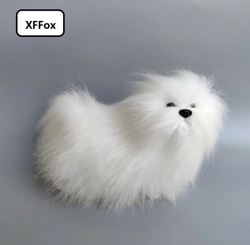 Cute White Dog Model Realistic Life-Like Simulation Plastic Gift Approx. 23x10x18cm XF2354