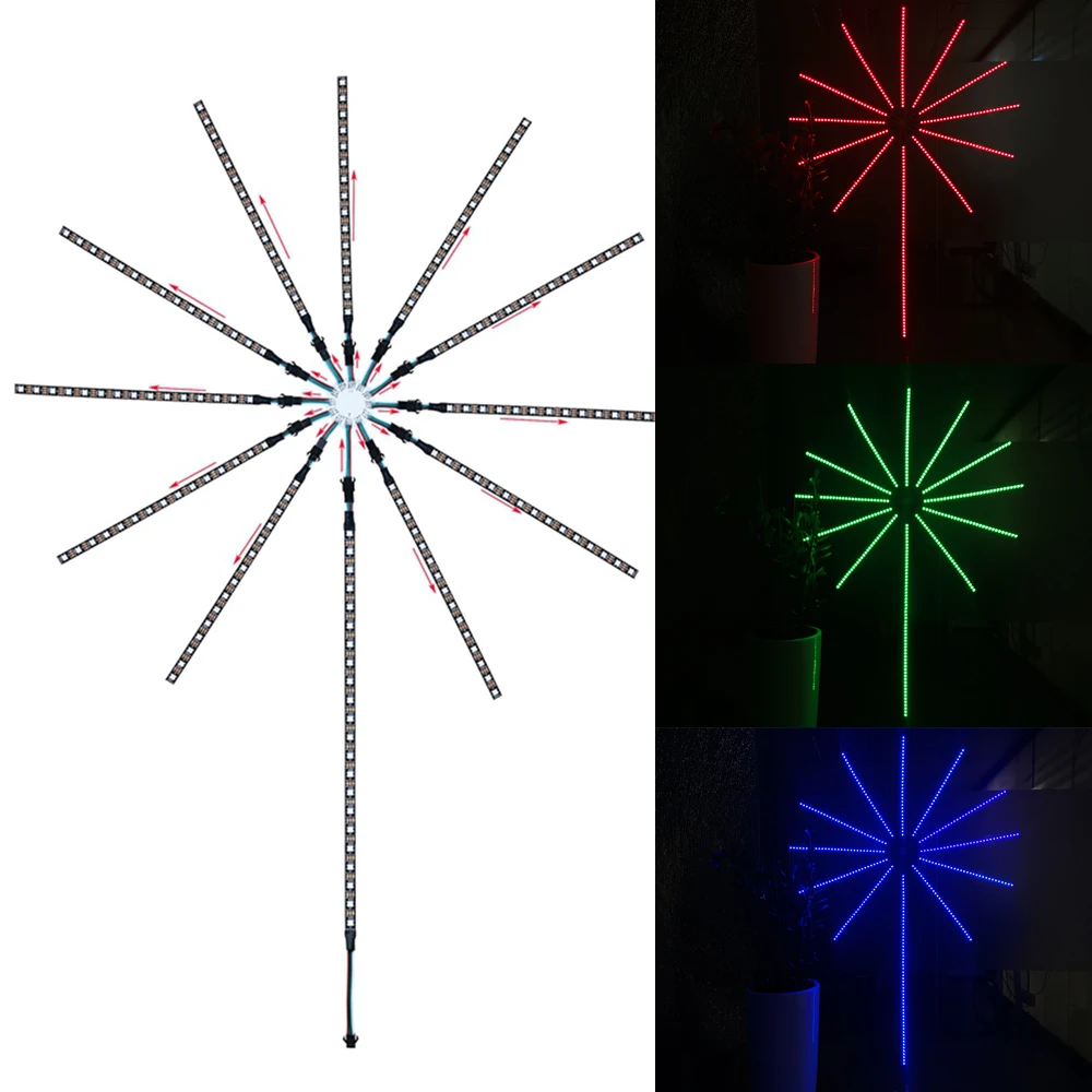 DC5V WS2812B Fireworks Light Wifi Music Controller Compatible Alexa/Google Assistant WS2812 Addressable RGB Home LED Decoration