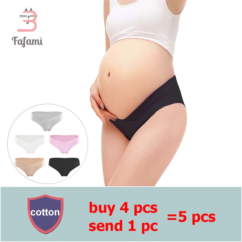 Cotton Maternity Panties Multi-Pack Pregnant Underwear Cotton Under Bump Underpants Postpartum Mother Panties Buy 4 Get 1 Free