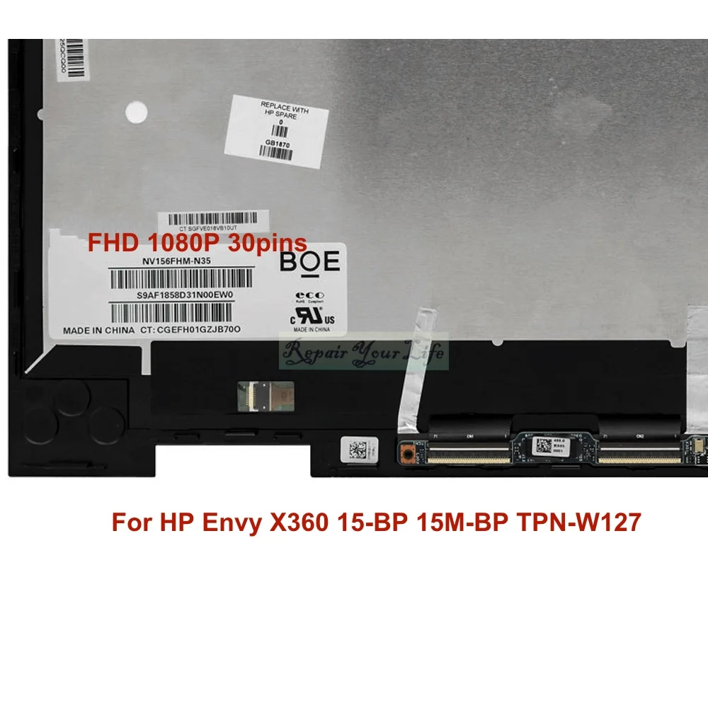 Imagem -03 - Matriz de Tela Lcd para Laptop 15.6 para hp Envy X360 15-bp 15m-bp 15-bp000 15-bp1xx Painel de Exibição Led com Digitalizador de Toque