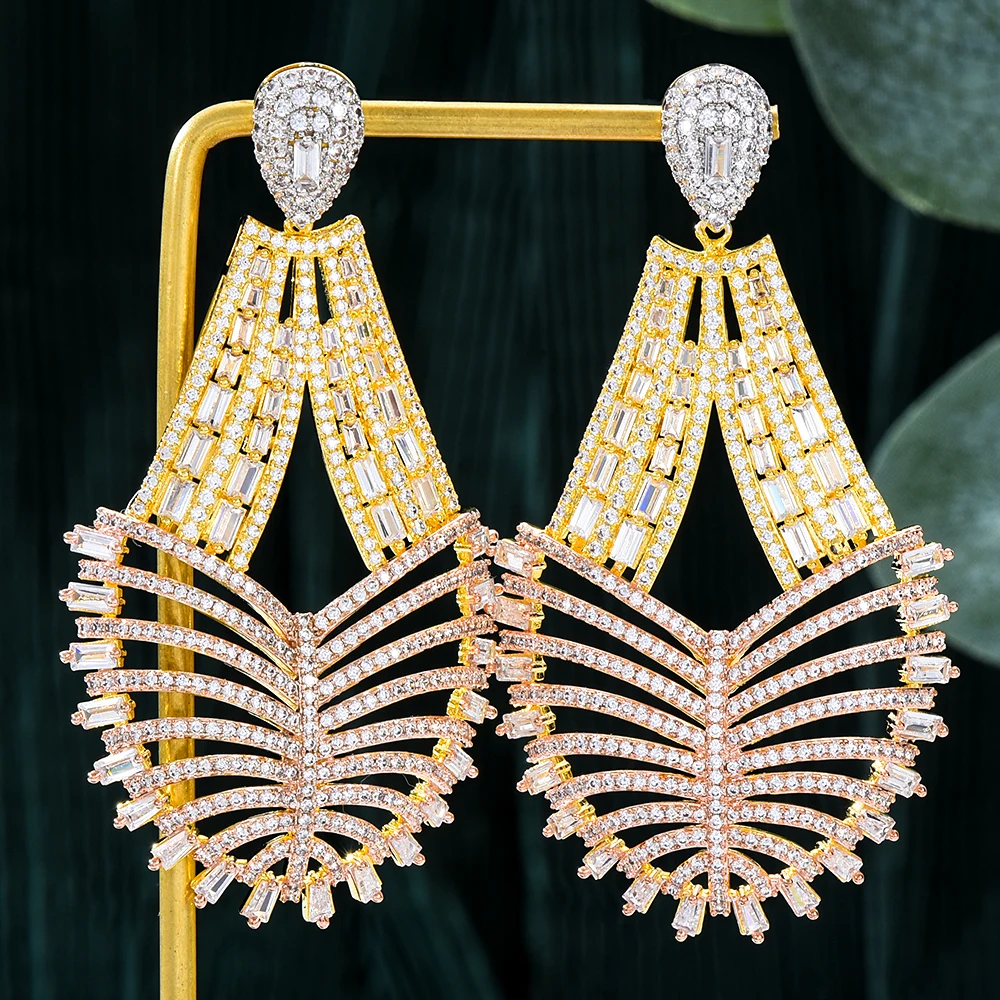 

JIMBORA Brand Gorgeous Luxury Dubai Gold Drop Earrings for Women Girl Summer beach Party Jewelry Luxury eye-catching 2021 New