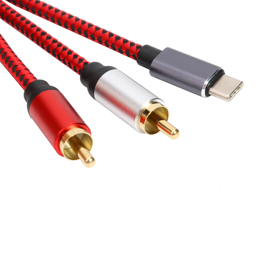 USB Audio Cable Type C Male to 2 RCA Male Audio Cable for Xiaomi Huawei Tablet Speaker Amplifier TV 0.5m 1m 1.5m