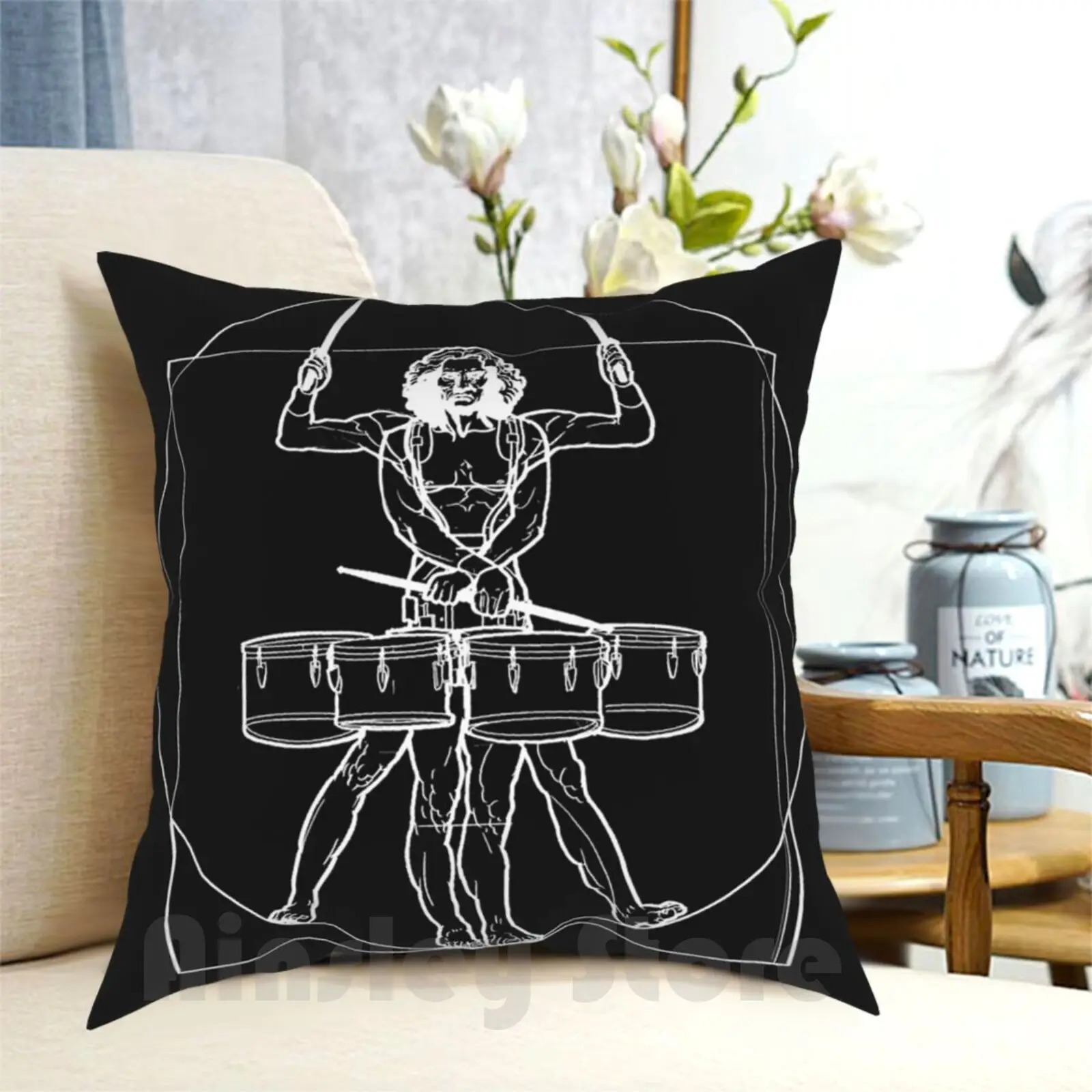 Vitruvian Tenor Drummer Pillow Case Printed Home Soft Throw Pillow Vitruvian Tenor Drummer Vitruvian Man Vitruvian Tenor