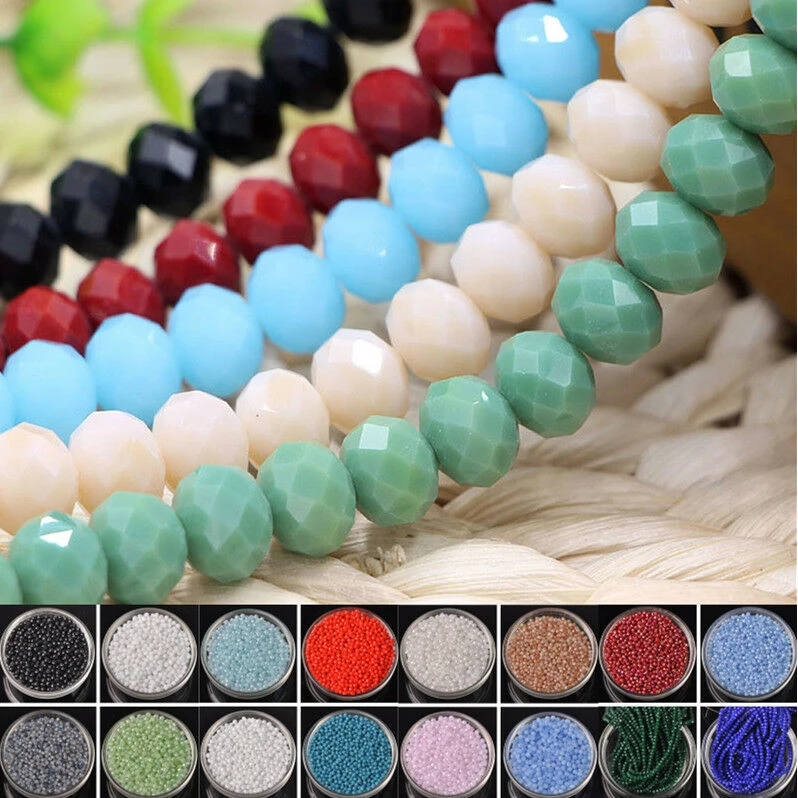 Rondelle Austria Crystal Beads Faceted Glass Beads Loose Spacer Beads For DIY Bracelet Jewelry Making 2mm 3mm 4mm 6mm 8mm 10mm