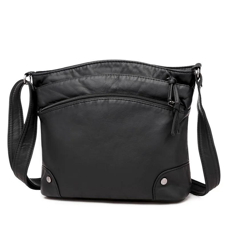 Yogodlns Weiche PU Leder Schulter Tasche Frauen Retro Umhängetasche Doppel-reißverschluss Weiblichen Umhängetasche Große Kapazität Täglichen Handtasche – Detail 15