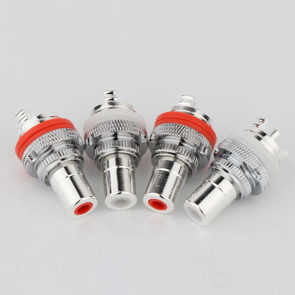 8 un adaptador de soquete fêmea para montagem de painel, montagem de quadro rca banhado a rodio prata r3007s