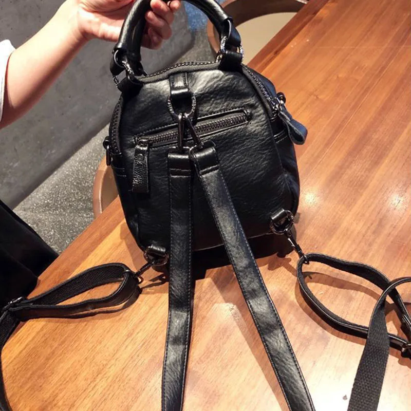 New Fashion Rhinestone Women Handbag High Quality Leather Messenger Shoulder Bag Female Soft Multi-pocket Small Backpack Mochila