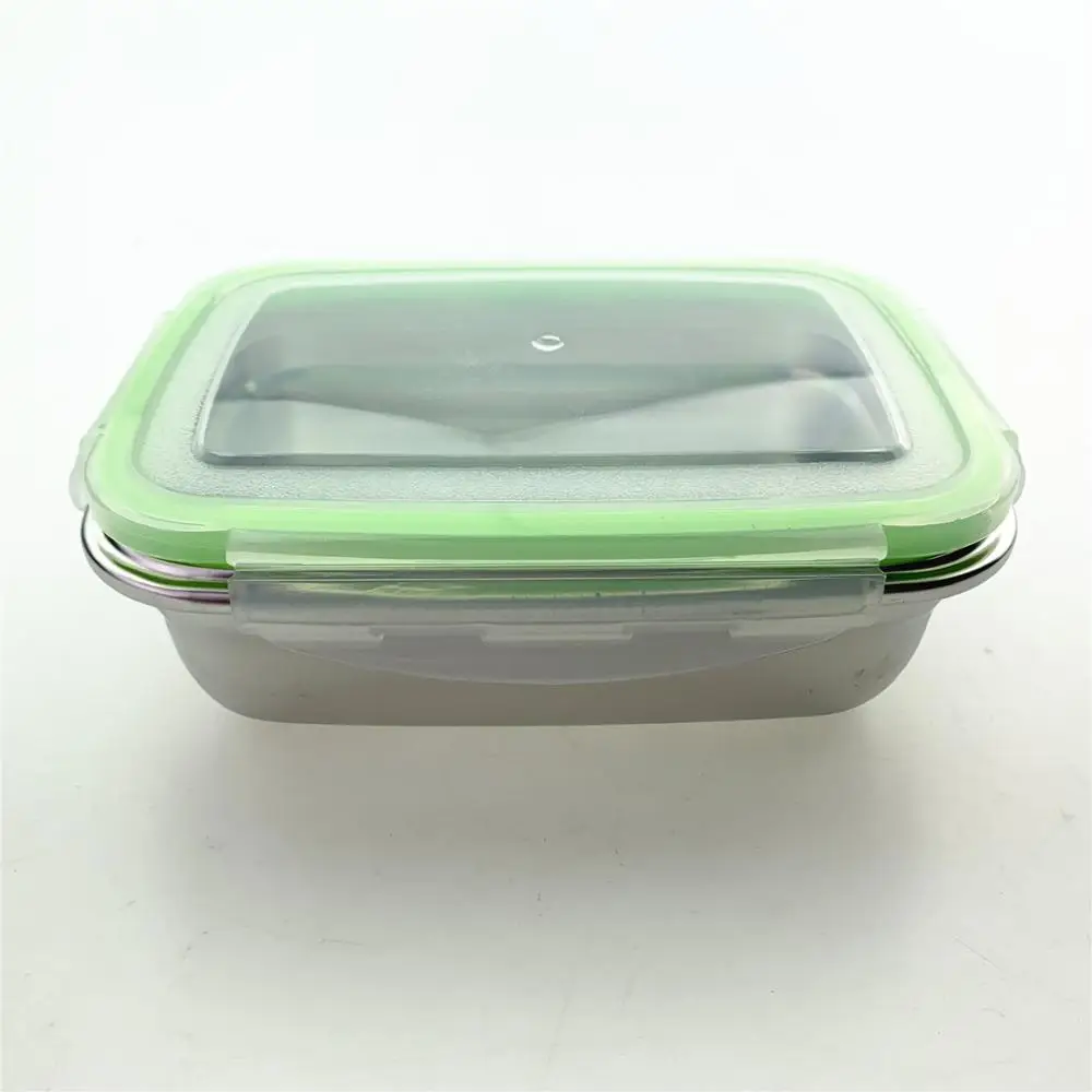 Stainless Steel Rectangular Fresh-keeping Box With Lid Sealed Antibacterial Lunch Box Refrigerator Fruit Freezing Storage Box