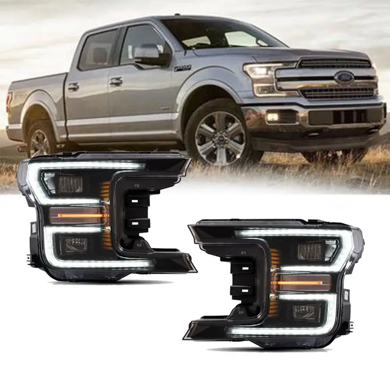 

Для Ford Raptor F150 светодиодные фары + фонарь 2009 2010/11/12-2016 2017 2018 передняя фара с биксеноновой линзой двойной луч HID KIT