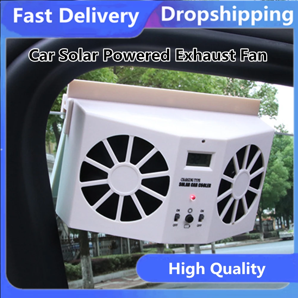 Car Solar Powered Exhaust Fan Auto Ventilation Fan Dual-Mode Power Supply High-Power Car Gills Cooler For Car Fresh Drop Ship