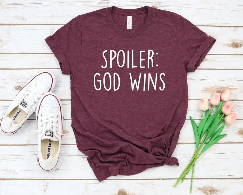 Spoiler god wins T-shirt Letter Aesthetic Female Clothing Fashion Cotton O Neck T-shirt Casual Shirt Short Sleeve Top  harajuku