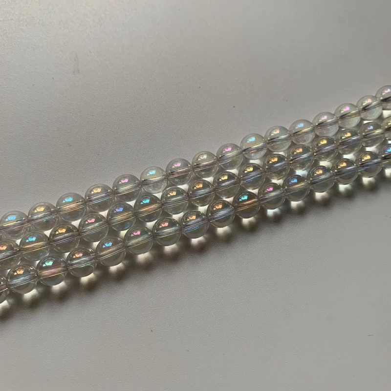 Natural Angel Aura Quartz Beads Titanium Coated Clear Quartz Stone Beads Strand DIY Loose Spacer Beads Accessories Dropship