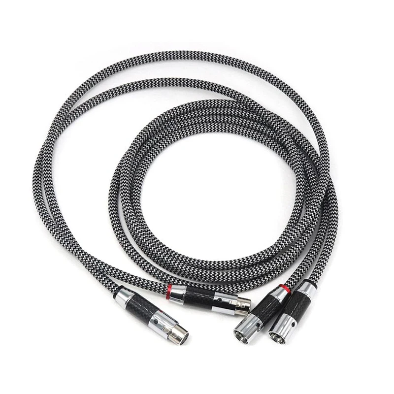 1 Pair HIFI QED Signature Silver Plated XLR Balanced Cable Amplifier DVD Player Interconnect Cable Carbon Fiber 3pin XLR