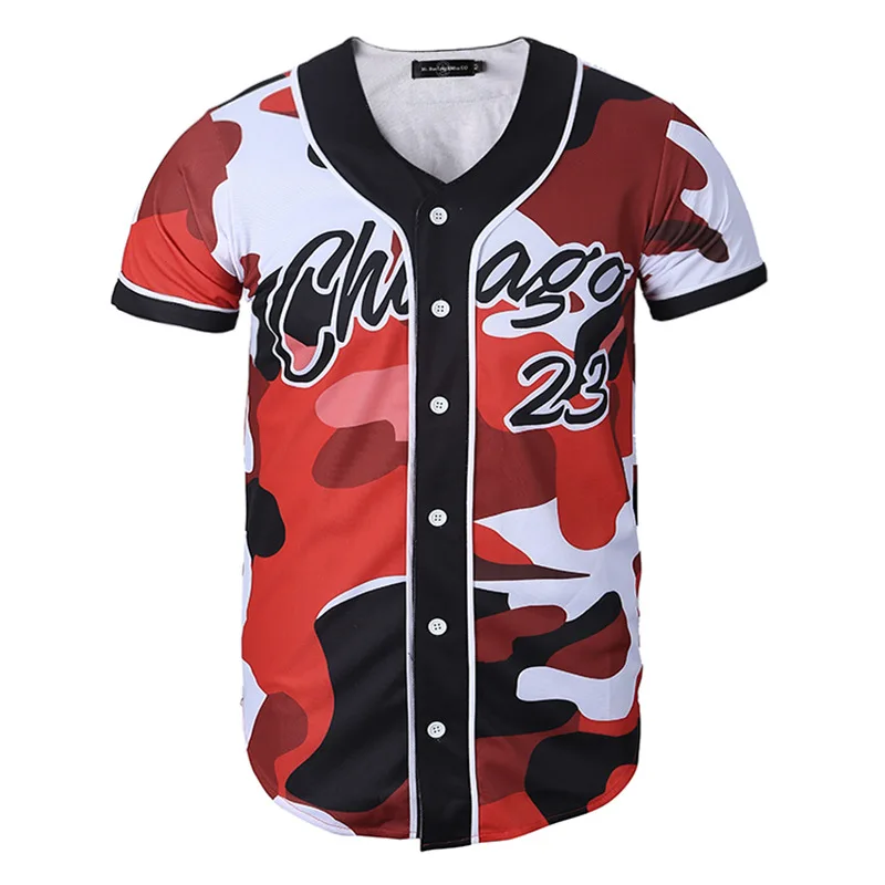 

Hip-hop trend English red camouflage print men's baseball shorts