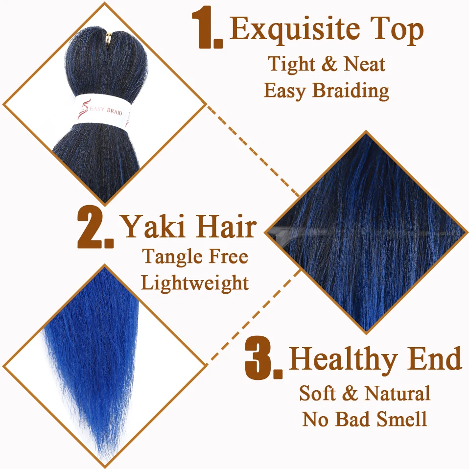 My-Lady 26\'\' Synthetic Ombre Pre Stretched Braiding Hair Easy Braiding Hair Bundles Yaki Texture Easy Jumbo Braids Hot Water Set