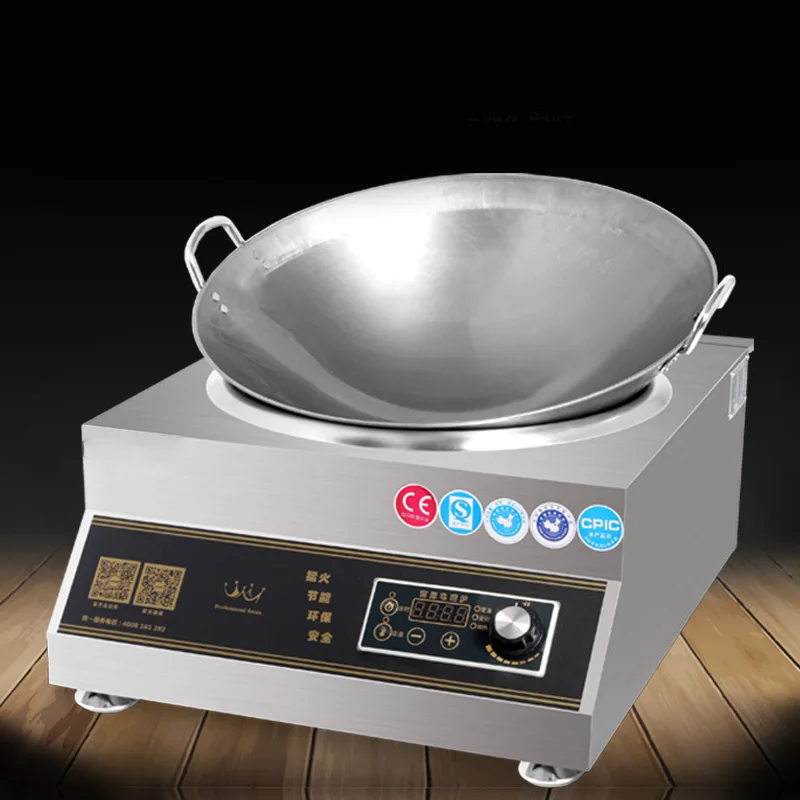 Commercial 6000W Induction Cooker Big Power Concave 220v Kitchen Cooker 11 Gear Fire Cooking Machine Electric Induction Stove