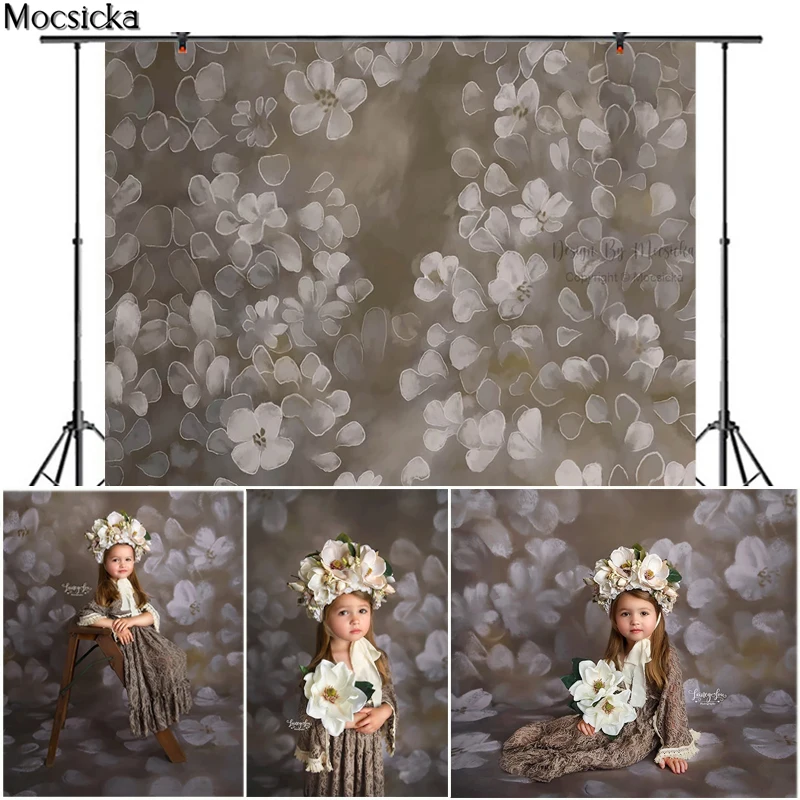 

Mocsicka Gray Floret Photography Background Abstract Flower Old Master Of Art Backdrop Child Pregnant Woman Portrait Prop Studio