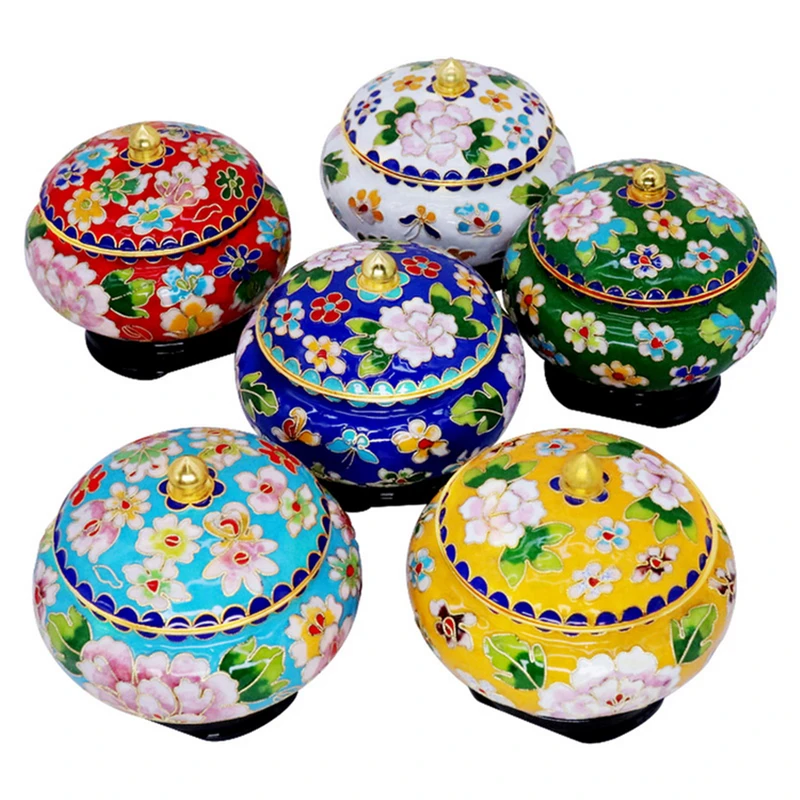 Handcrafted Chinese Cloisonne Filigree Decoration Tank Table Ornaments Home Decor Jar Copper Enamel Office Desk Accessories Gift