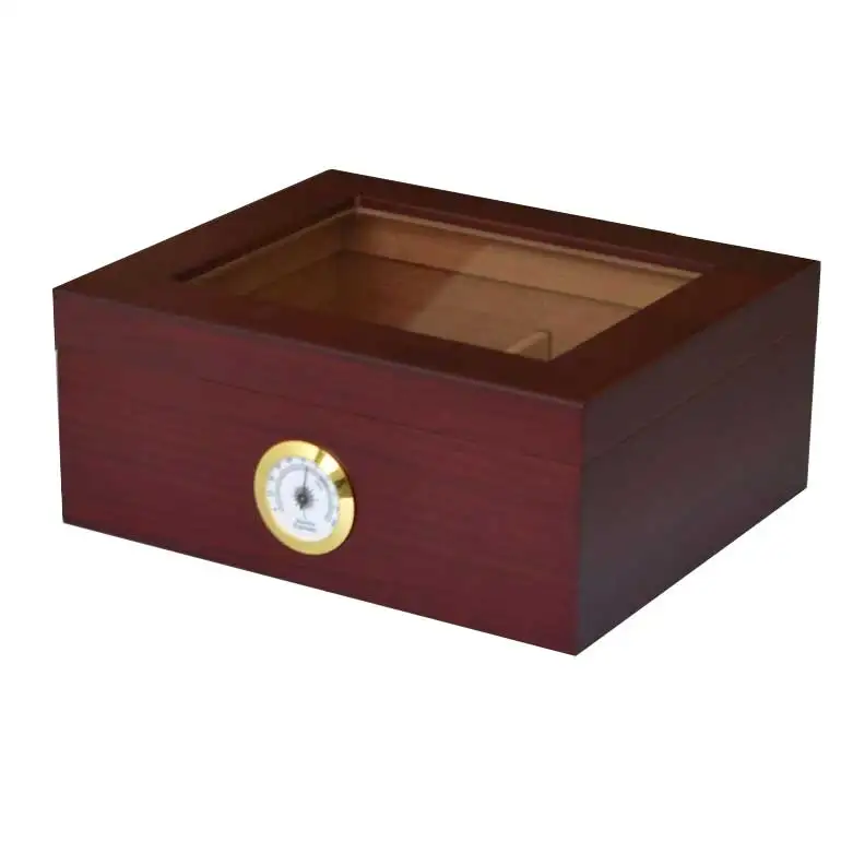 dark cherry 30 CT  Cigar Humidor Glass Top  Cigar Display Box