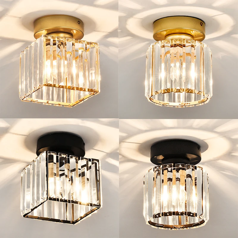 

Fashion Industrial light loft small chandelier-ceiling modern K9 Crystal metal kitchen corridor aisle entrance ceiling light