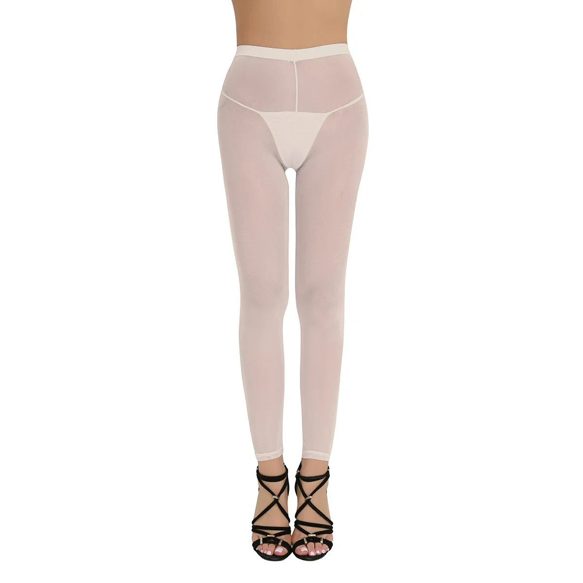 2023 Sexy Women Soft Slim Cut Breathable Lingerie See-through Sheer Mesh Thin Leggings Pants Trousers Women's Lingerie Leggings