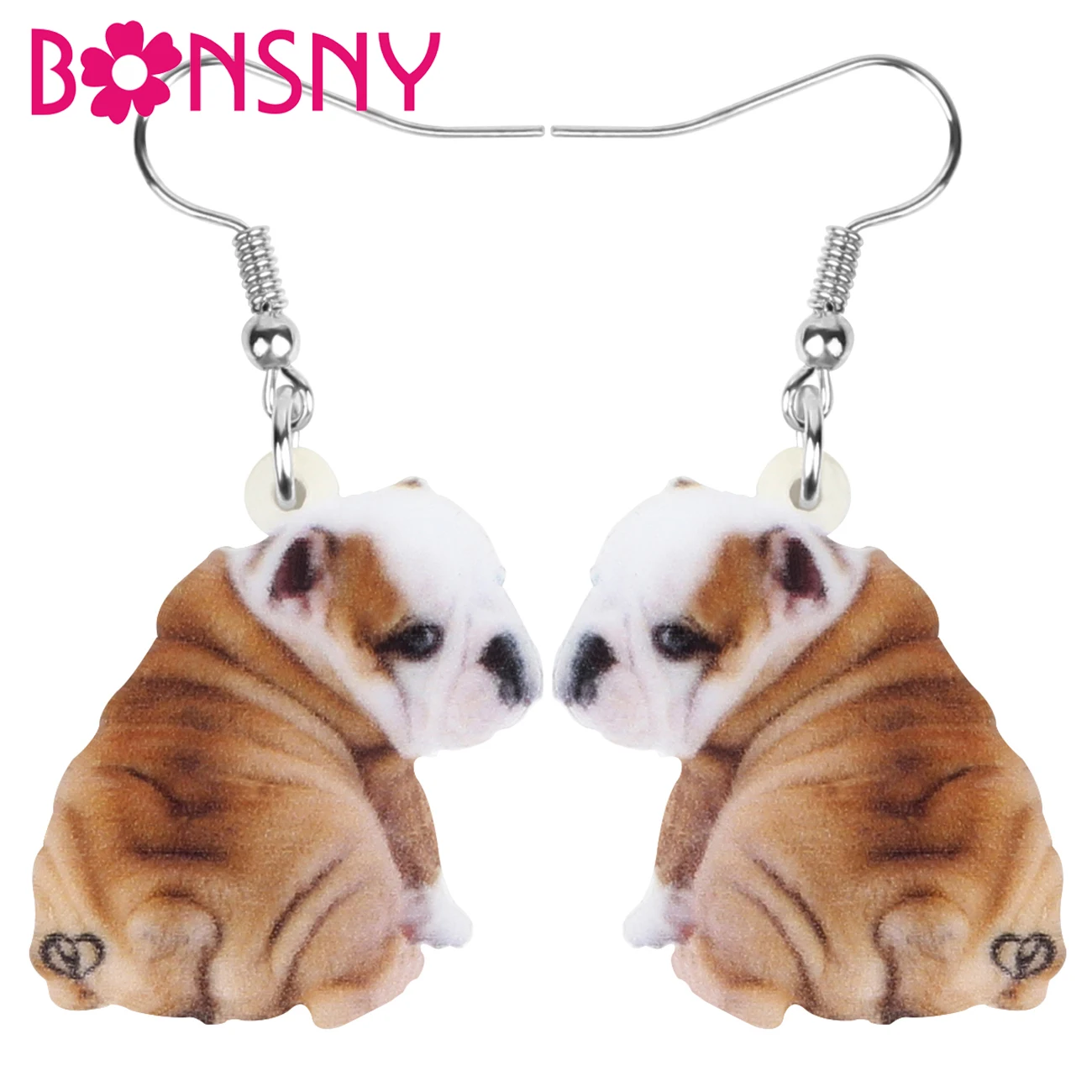 Bonsny Acrylic Brown Shar Pei Dog Earrings Big Long Lovely Animal Dangle Drop Jewelry Women Girls Kids Fashion Party Accessories