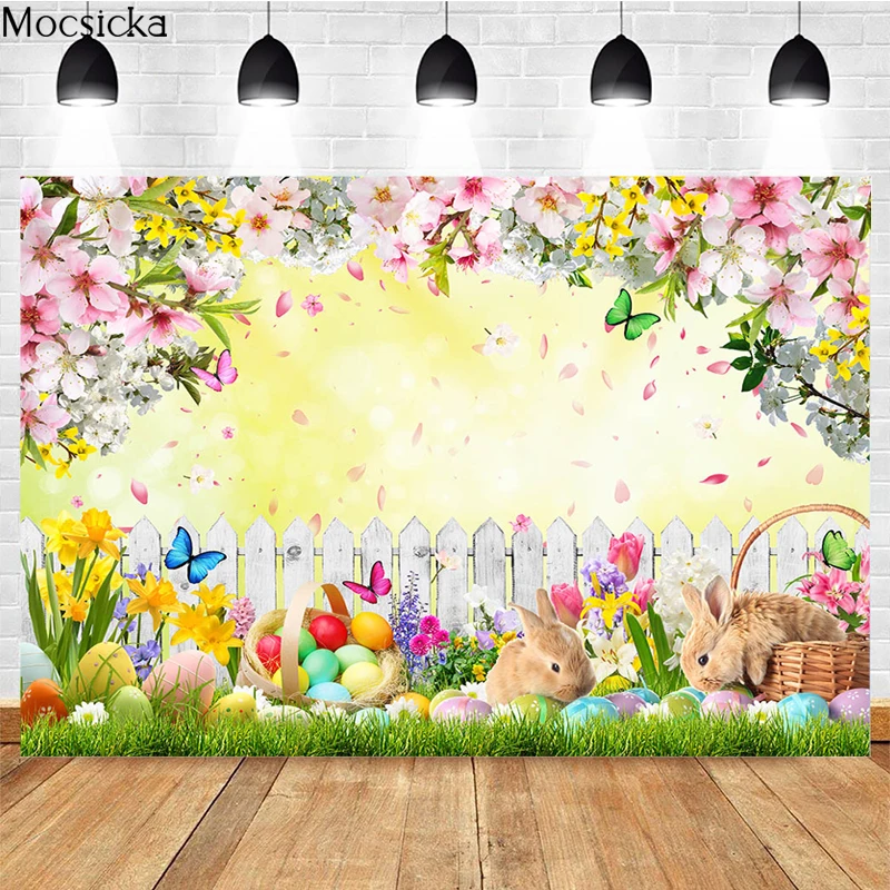 Mocsicka – toile de fond pour photographie de pâques, lapin, prairie, accessoires de décoration, Portrait d'enfant, papier peint, bannière