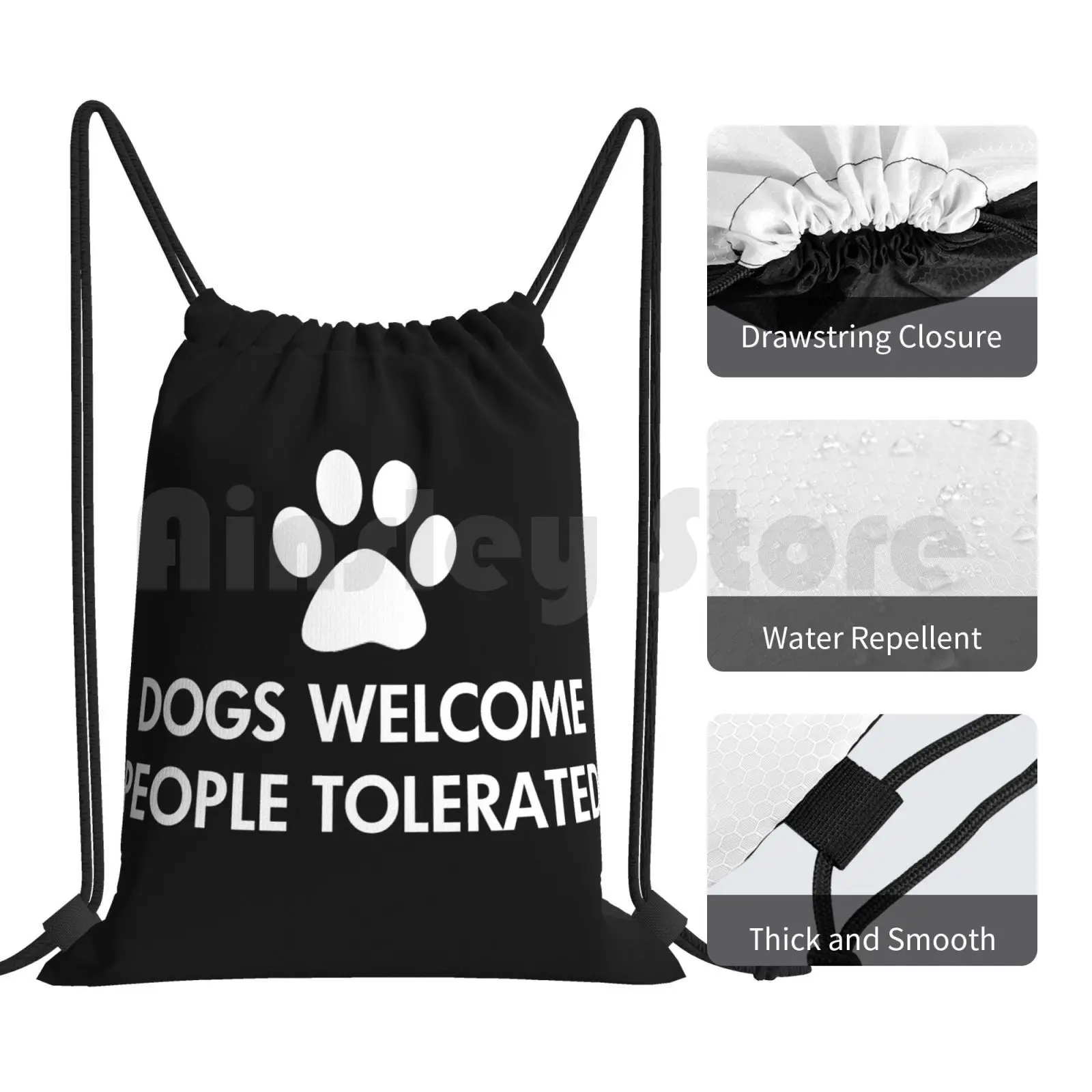 Perros Bienvenido a las personas toleradas dicho mochila bolsa con cordón montar escalada bolsa de gimnasio amante de los perros amante de los animales perro Humor