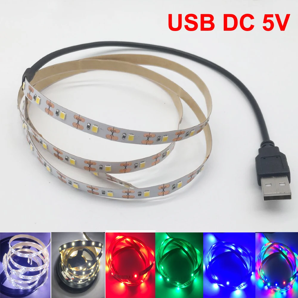 5V USB Power LED Strip light RGB /White/Warm White 2835 3528 SMD HDTV TV Desktop PC Screen Backlight & Bias lighting 1M 2M 3M 4M